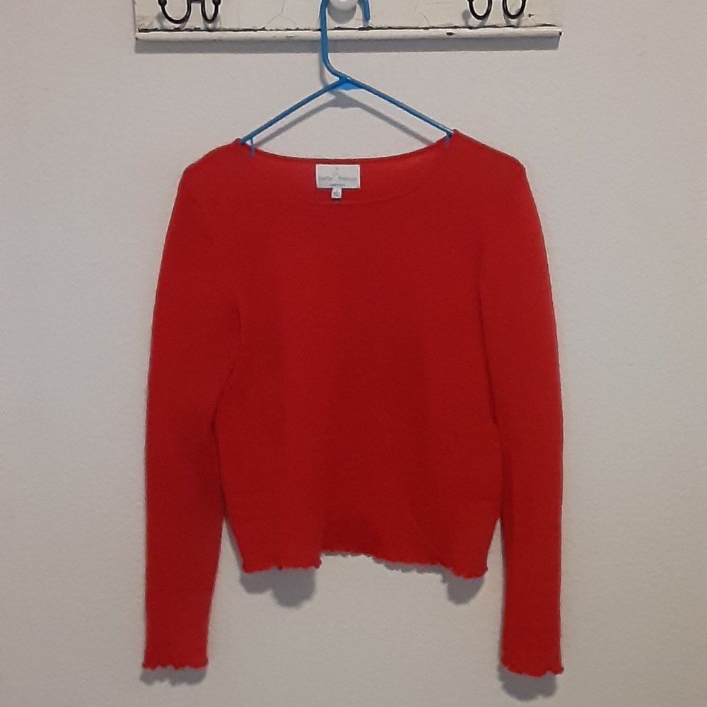 Red Fuzzy Cashmere Shirt Belle France Womens L